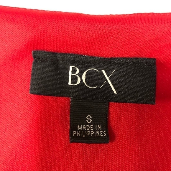 BCX Red Black Sleeveless Belted Dress Size S NWT - Picture 3 of 5